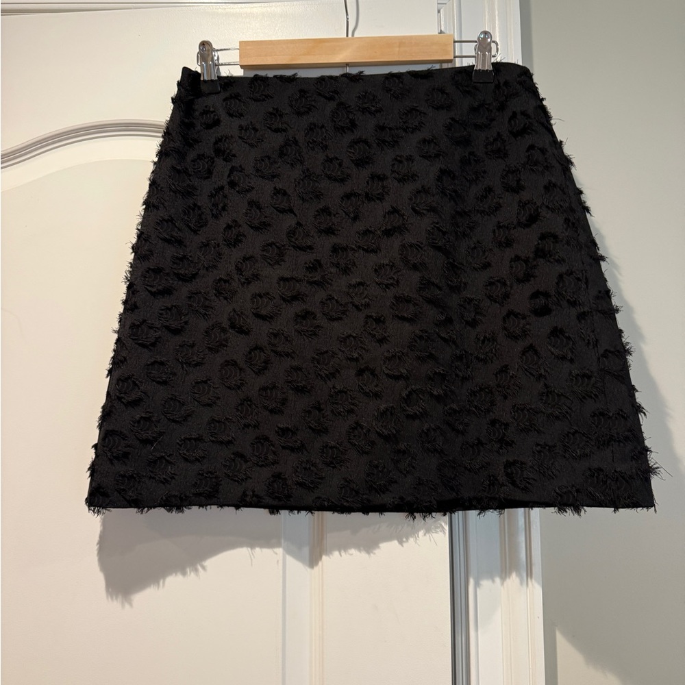 LOFT Black Textured Polkadot Skirt